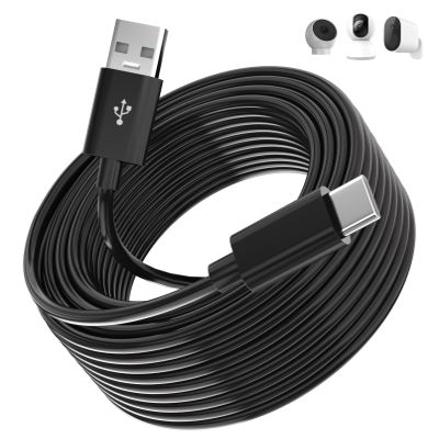 AIAUXAI 8M/26FT USB C Cable Long Power Extension Cord for Xiaomi Mi Camera 2K/CCTV/Blink Mini 2/eufy Indoor Cam Security Cameras,USB to USBC Outdoor Indoor Cord with Wire Clips Cable Nails,Black