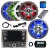Marine Gauge Style Bluetooth AM/FM/WB Stereo Receiver w/Remote, Extension, 4X 8 450W Multicolor LED Speakers, 12" LED Subwoofer, 4-Channel Amplifier, USB Adapter, Antenna, Wire view 1