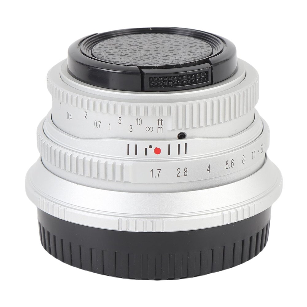 Asixxsix Camera Manual Focus Lens, 25mm F1.7 FX Mount Manual Focus Fixed Lens with Large Aperture, Fixed for X E1, X E2, A5, A7, S10, S1, M5 (Silver)