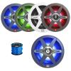 2 Pair (Qty 4) of 8" 450 Watt Peak Power 2-Way High-Perfomance Marine Multicolor LED Audio Speakers w/White and Gray Grilles, 12" LED Subwoofer, 16 Gauge 50 ft Speaker Wire view 1