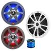 8" 450 Watt Peak Power 2-Way High-Perfomance Marine Multicolor LED Audio Speakers w/White and Gray Grilles (Pair), 10" White Subwoofer, 16 Gauge 50 ft Speaker Wire view 1