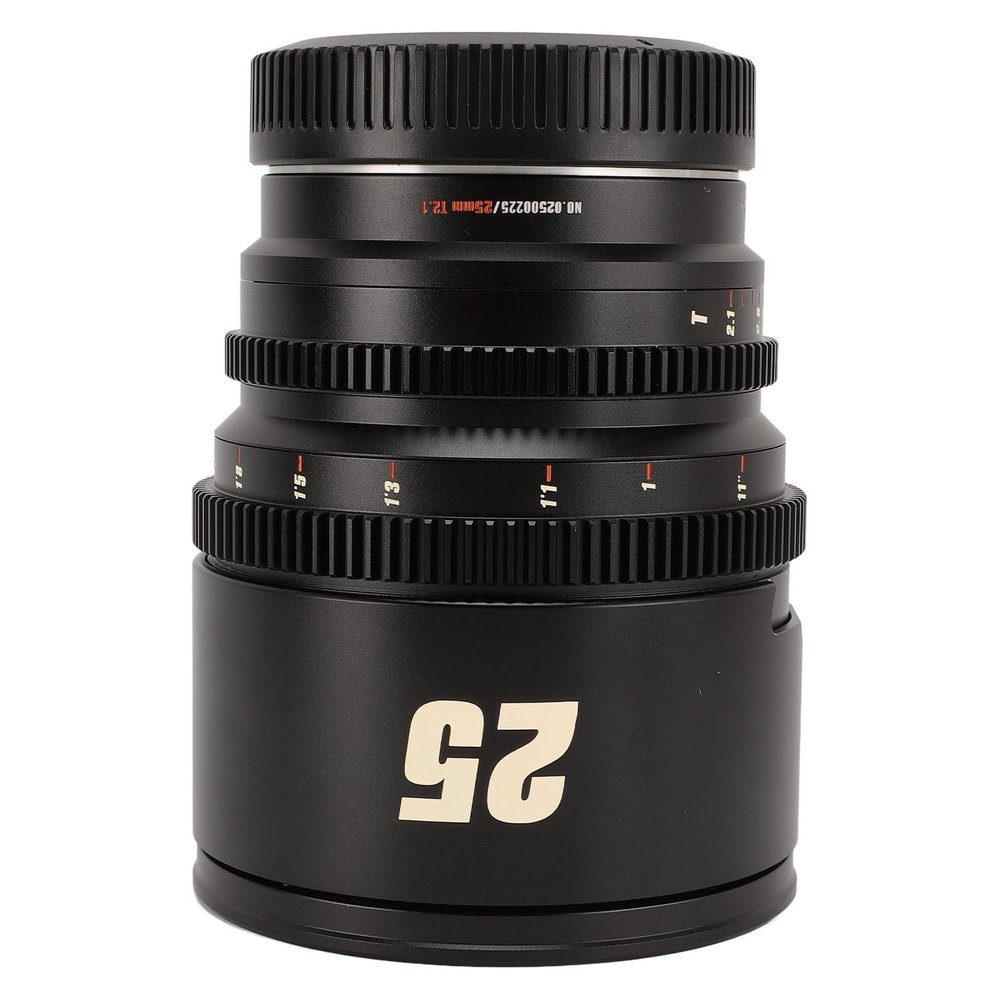 AKLOSIPY 25mm T2.1 Cine Lens Film Lens Cinema with 260 Extended Focus Range Stepless Focus Gear for R RP R5 R6 R3 Camera (Black)
