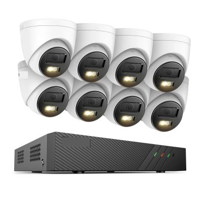 H500 5MP H.265+ Super HD POE Network Video Security System 4pcs Waterprof Outdoor POE IP Cameras 2.8mm Dome PoE Camera Kit(4PCS,6pcs Side Brush)