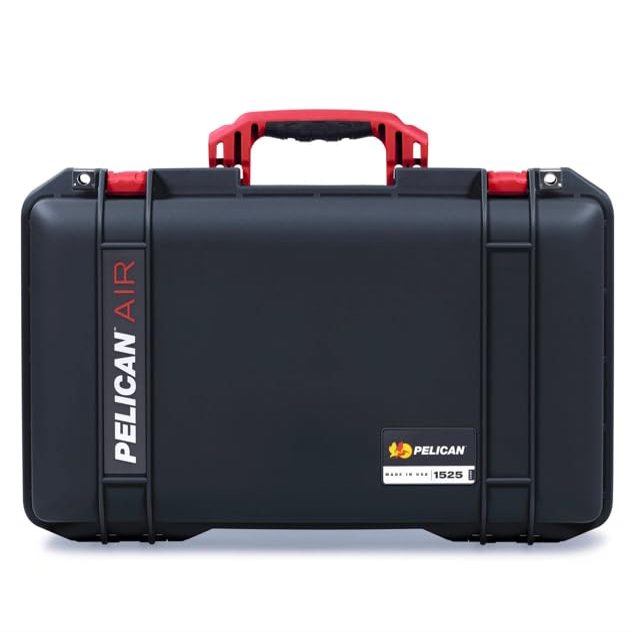 Black & Red Pelican 1525 air case. Comes with pluck foam interior.