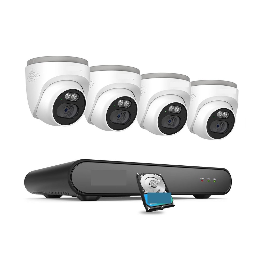 8CH 3K PoE Security Camera System 3K 5MP 8 Channel NVR 4MP HD Outdoor IP Cameras Dome Home CCTV Video Surveillance Kit(8CH NVR 4Cameras)