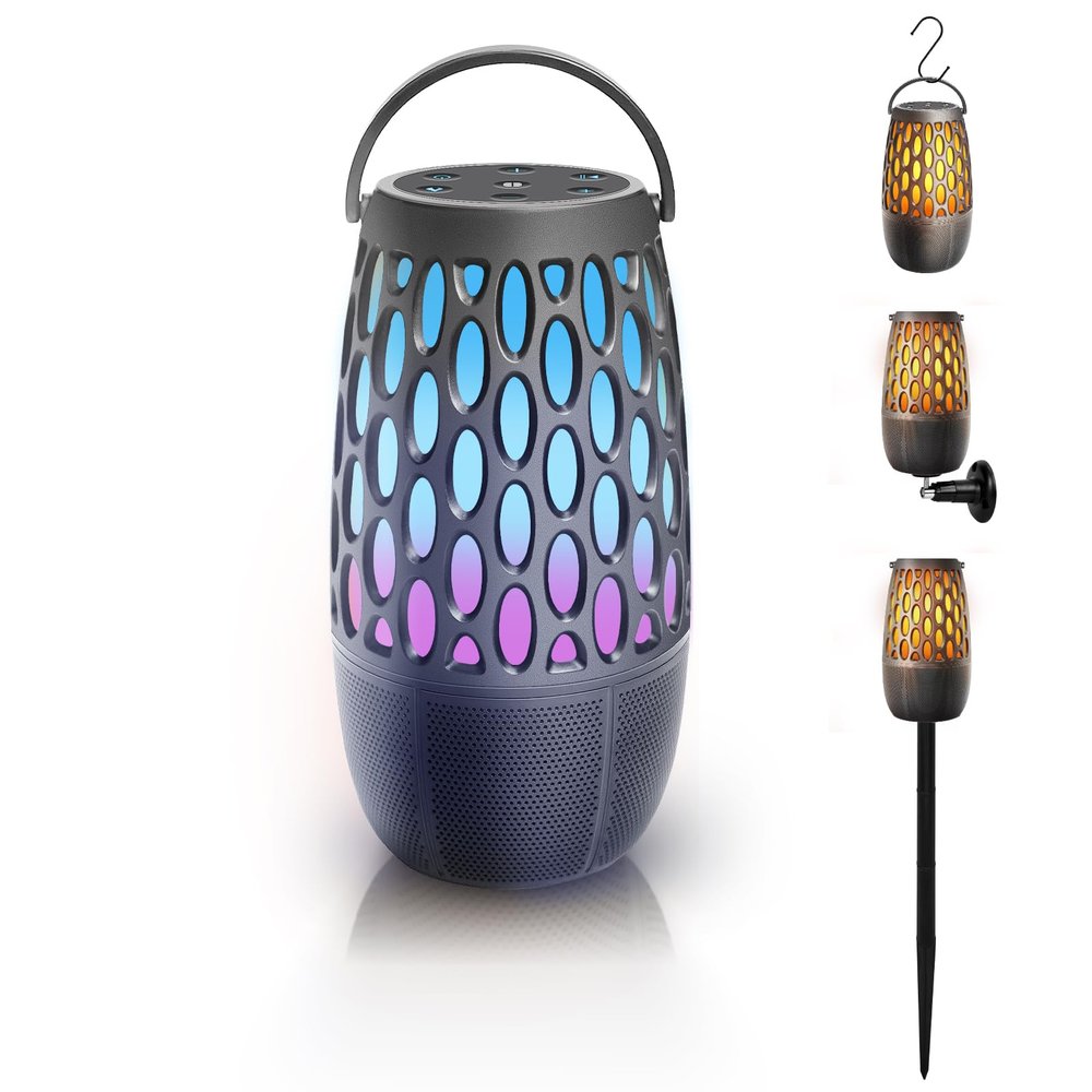 HUOLEME Outdoor Bluetooth Speaker with Flame Lights with IPX6 Waterpoof,10W HD Stereo Sound, Bluetooth 5.3 Led Flame Speaker,Gifts for Men Women (2)