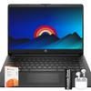 HP Sleek Portable Laptop  16GB RAM, 1.25TB Storage (128GB SSD + 128GB External + 1TB Cloud), HD Display, Windows 11, 1-Year Microsoft 365, w/Wireless Earbuds Black, Study, Work & Entertainment view 1