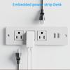 1500W Recessed Power Strip Flush Mount Power Adapter Charging Station with USB Plug Multiple Surge Protector Hidden Outlet Extender with Extension Cord for Desk Furniture Table Nightstand Bed (White) view 4
