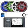 Marine Bluetooth AM/FM Radio Stereo Digital Media Receiver, 4X 8 450 Watt 2-Way Multicolor LED Audio Speakers, Antenna, Wire view 1
