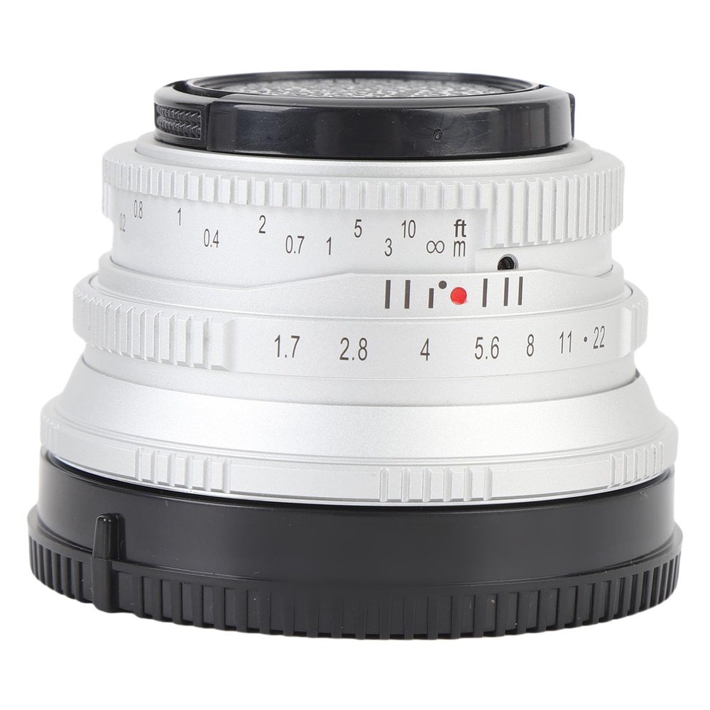 Asixxsix Manual Focus Lens, 25mm F1.7 Manual Fixed Lens with Front Cap Large Aperture, Manual Camera Lens for G1 G2 G3 G5 G6 G7 M4/3 Mount Mirrorless Camera (Silver)