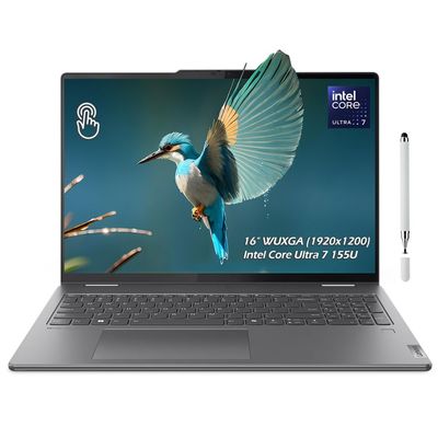 Lenovo Yoga 7 2-in-1 16" 2K WUXGA Touchscreen 60Hz IPS Laptop, Intel Core Ultra 7 155U, 16GB LPDDR5X RAM, 1TB SSD, Backlit KB, Fingerprint, WiFi6E, Webcam, Win11, Storm Grey, w/Pen, W/GaLiMu