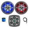 Marine 3-Zone Bluetooth Controller, 2X 8 450 Watt 2-Way Multicolor LED Outdoor Audio Speakers, Radio Antenna, Wire view 1