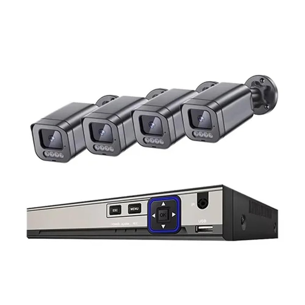 10CH NVR 4K IP Camera Face Detect Outdoor Two-Way Audio Security Camera System POE 8MP Video Surveillance Kit(4PCS,8CH NVR x4 Camera)