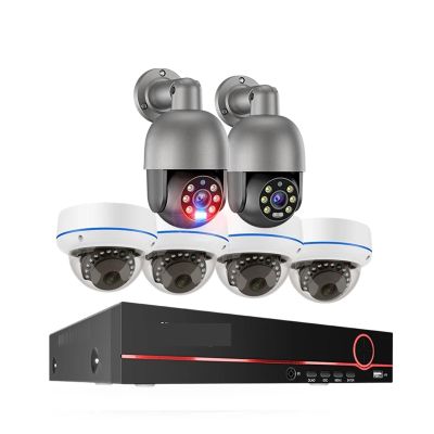 QDVOPHZA 8CH 5MP POE IP Camera System H.265 PTZ Dome Camera Human Detection CCTV Video Home Security Surveillance Set DM13EP-50G(1t,8CH NVR 6 Camera A)
