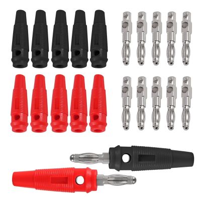 10PCS 32A High-Current Banana Plugs 4mm Screw-Type Male Connectors | Stackable Design, Ideal for Speaker Cable Adapters, Stable Power Transmission(Red 10pcs)