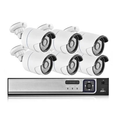 H.265+ 8CH 5MP HD POE NVR Kit CCTV Security System AI Audio Face Detect IP Camera Outdoor 2592X1944 P2P Video Surveillance Set(4PCS,8CH NVR and 6 Camera_NO Card)