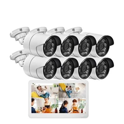 8CH 4K POE 12" LCD Screen NVR Kit H.265 CCTV Security Camera System Face Detection Outdoor 8MP IP Camera Video Surveillance Set(4PCS,8CH NVR and 8 Camera)