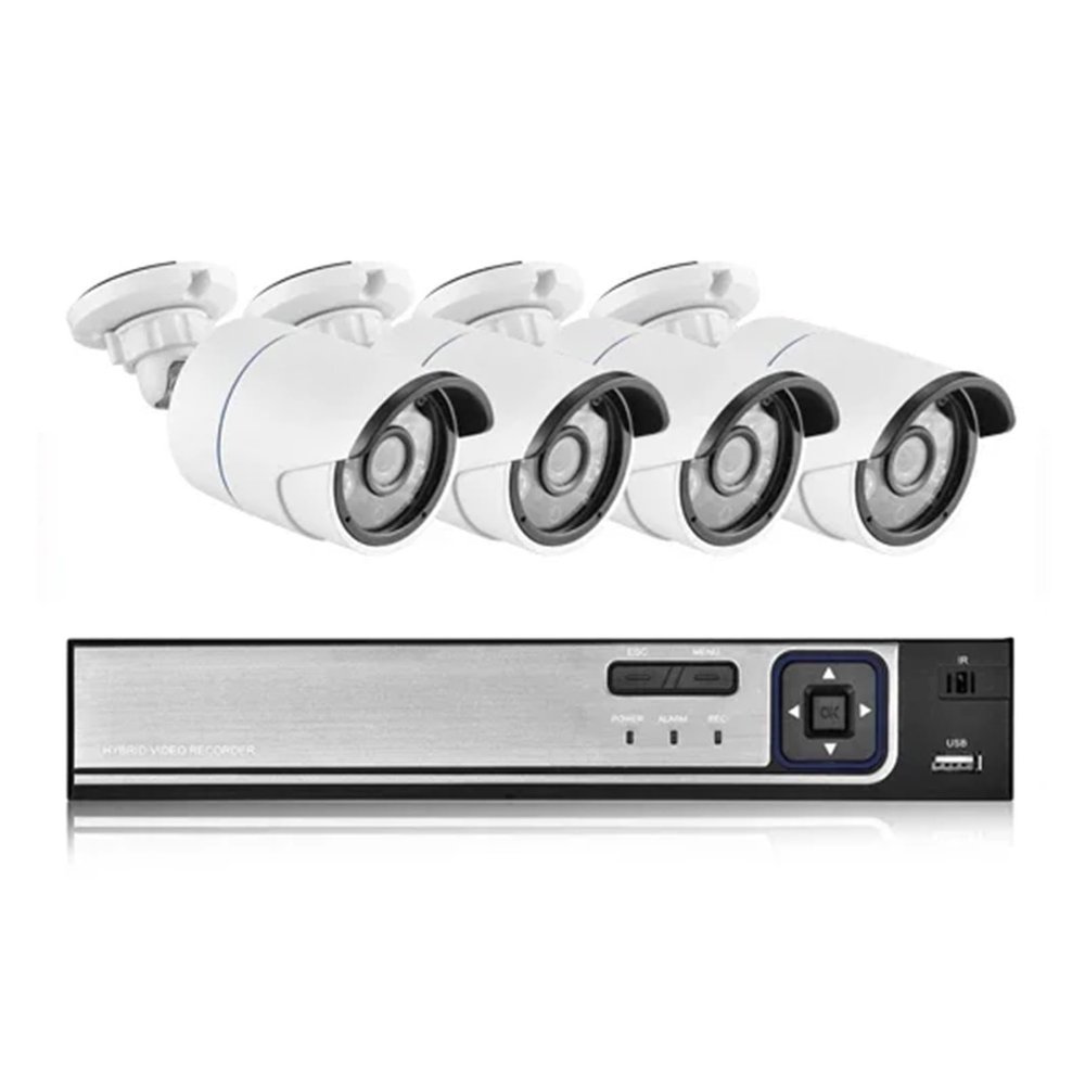 H.265+ 8CH 5MP HD POE NVR Kit CCTV Security System AI Audio Face Detect IP Camera Outdoor 2592X1944 P2P Video Surveillance Set(2T,8CH NVR and 4 Camera_UK Plug)