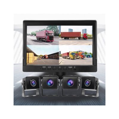 10 Inch Monitor Truck Cameras FHD 1080P Vehicle Blackbox 12v 24v Reverse Image 4 Camera Driving Recorder for Bus and Truck(None)