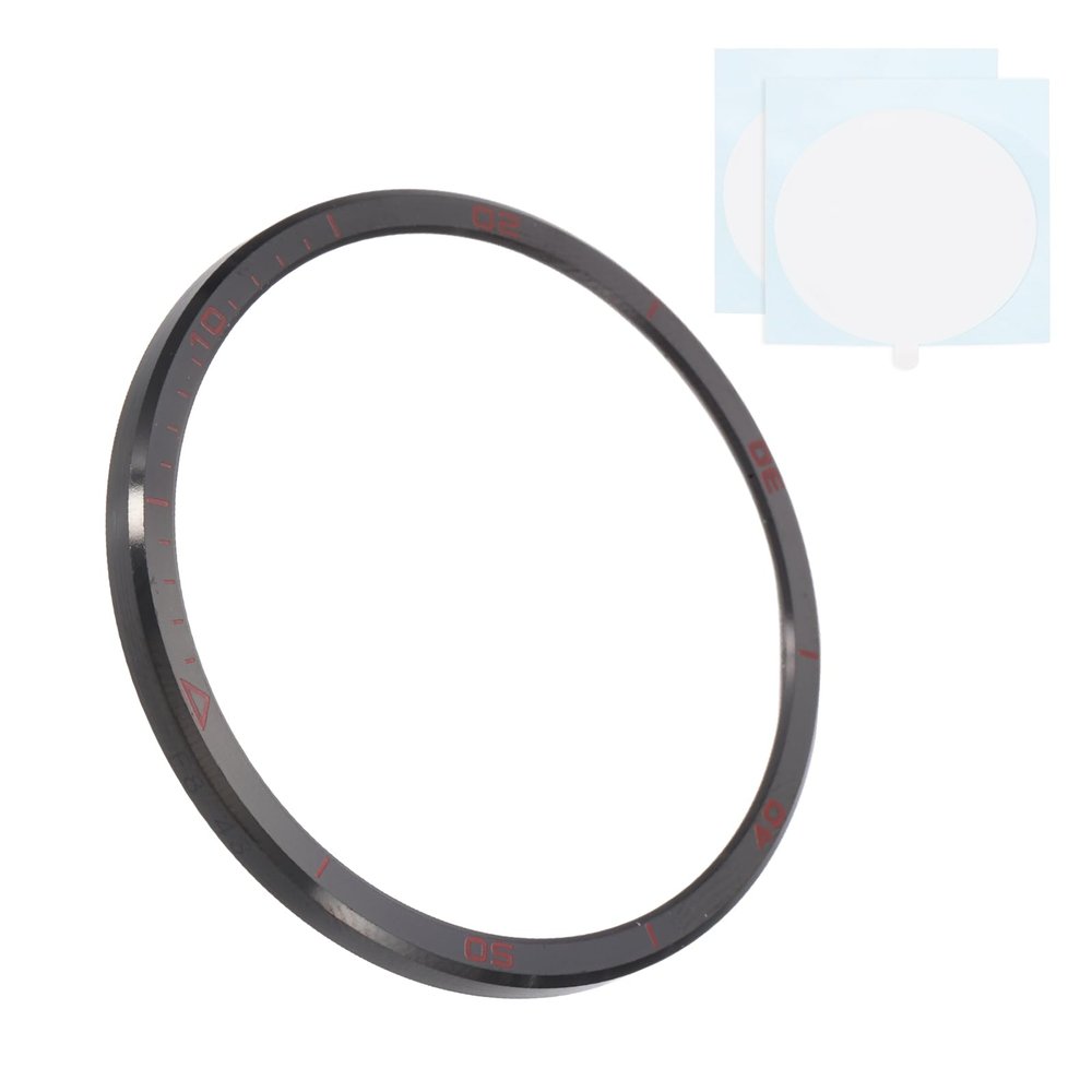 PATIKIL Watch Bezel Insert 43mm, Stainless Steel Watch Bezel Ring Adhesive Anti Scratch Bumper Cover Wristwatch Loop Frame Protective Case for Garmin for Fenix 8 Amoled Display, Black/Red