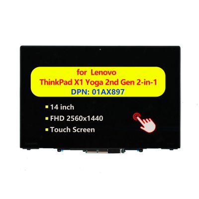 01AX897 01AX898 01LV978 Replacement for Lenovo ThinkPad X1 Yoga 2nd Gen 2-in-1 Laptop Touchscreen Display LCD Touch Screen Module Digitizer Assembly with Bezel