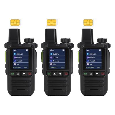 Global Lifetime Free 4G LTE PoC Walkie Talkies Nationwide PTT Two Way Radios Unlimited Range Long Distance Push-to-Talk Over Cellular Radios for Family, Logistics & Company 3pcs with SIM Card (3)