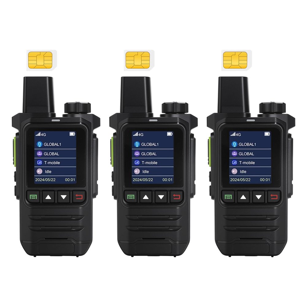 Global Lifetime Free 4G LTE PoC Walkie Talkies Nationwide PTT Two Way Radios Unlimited Range Long Distance Push-to-Talk Over Cellular Radios for Family, Logistics & Company 3pcs with SIM Card (3)