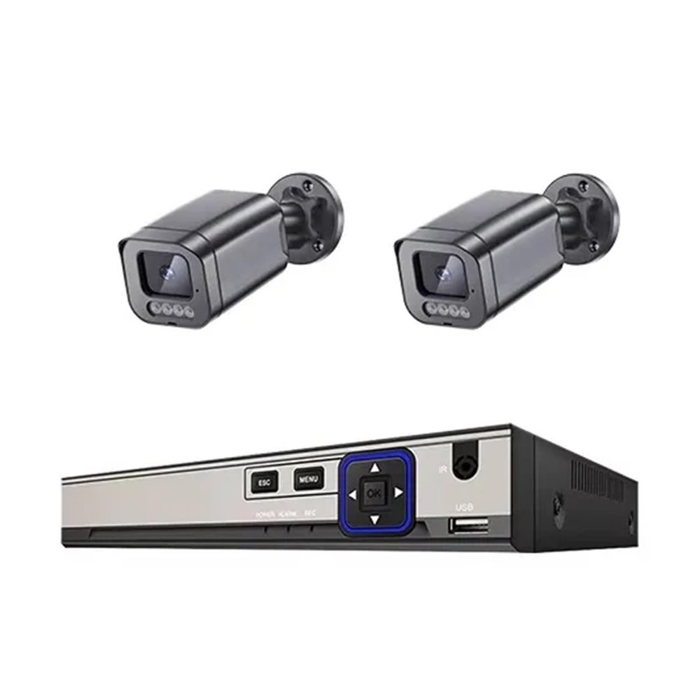 10CH NVR 4K IP Camera Face Detect Outdoor Two-Way Audio Security Camera System POE 8MP Video Surveillance Kit(4PCS,4CH NVR x2 Camera)