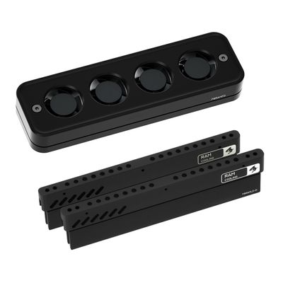 Memory Air Cooled, RAM Cooling Block Use for Computer, Air Cooling Heat Sink Support 2pcs Or 4pcs Memory, RAM Fan Cooler for DDR5 DDR4 (Black,Include 2 Memory Heatsink)
