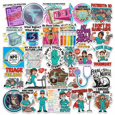 100PCS Funny Nurse Stickers, Nursing Gifts, Hilarious Sticker Pack, Cute Healthcare Gifts for Doctor Nurse Appreciation, Waterproof Vinyl Medical Decals for Laptop, Water Bottle, Scrapbook