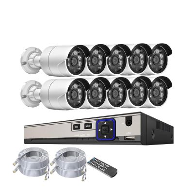 Outdoor POE IP Camera Set Face Detection 5MP NVR Motion Detection CCTV Video Surveillance Kit Audio Security System Kit(2T,10CH NVR and 8Camer)
