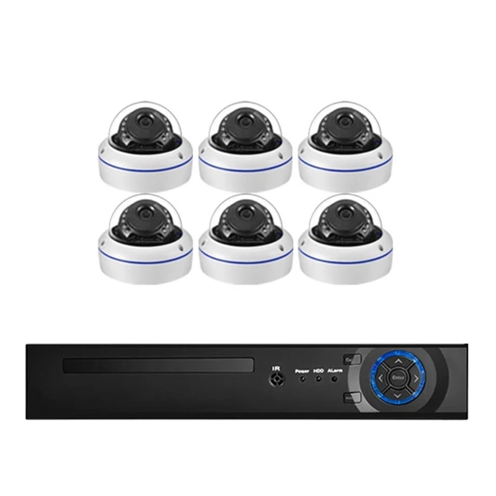 8MP 4K Face Detection Security Camera System POE NVR Kit Home CCTV Video Vandalproof Outdoor Dome AI Surveillance(2T,8CH NVR 6 Cameras)