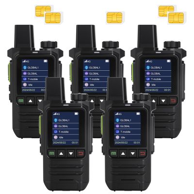 Global Lifetime Free 4G LTE PoC Walkie Talkies Nationwide PTT Two Way Radios Unlimited Range Long Distance Push-to-Talk Over Cellular Radios for Family, Logistics & Company 5pcs with SIM Card (5)