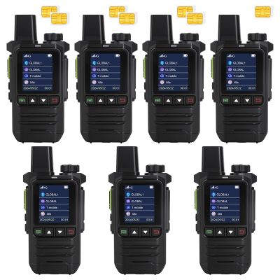 Global Lifetime Free 4G LTE PoC Walkie Talkies Nationwide PTT Two Way Radios Unlimited Range Long Distance Push-to-Talk Over Cellular Radios for Family, Logistics & Company 7pcs with SIM Card (7)