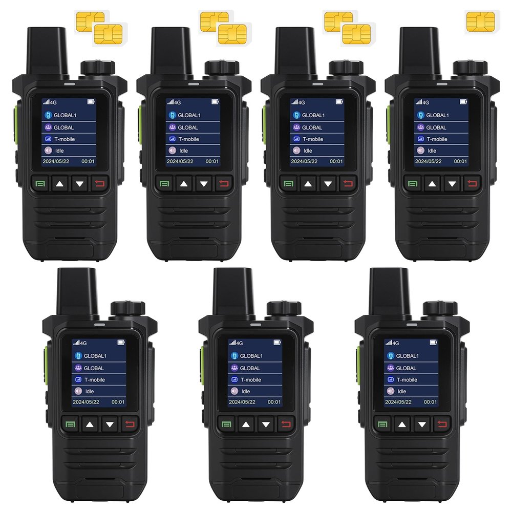 Global Lifetime Free 4G LTE PoC Walkie Talkies Nationwide PTT Two Way Radios Unlimited Range Long Distance Push-to-Talk Over Cellular Radios for Family, Logistics & Company 7pcs with SIM Card (7)