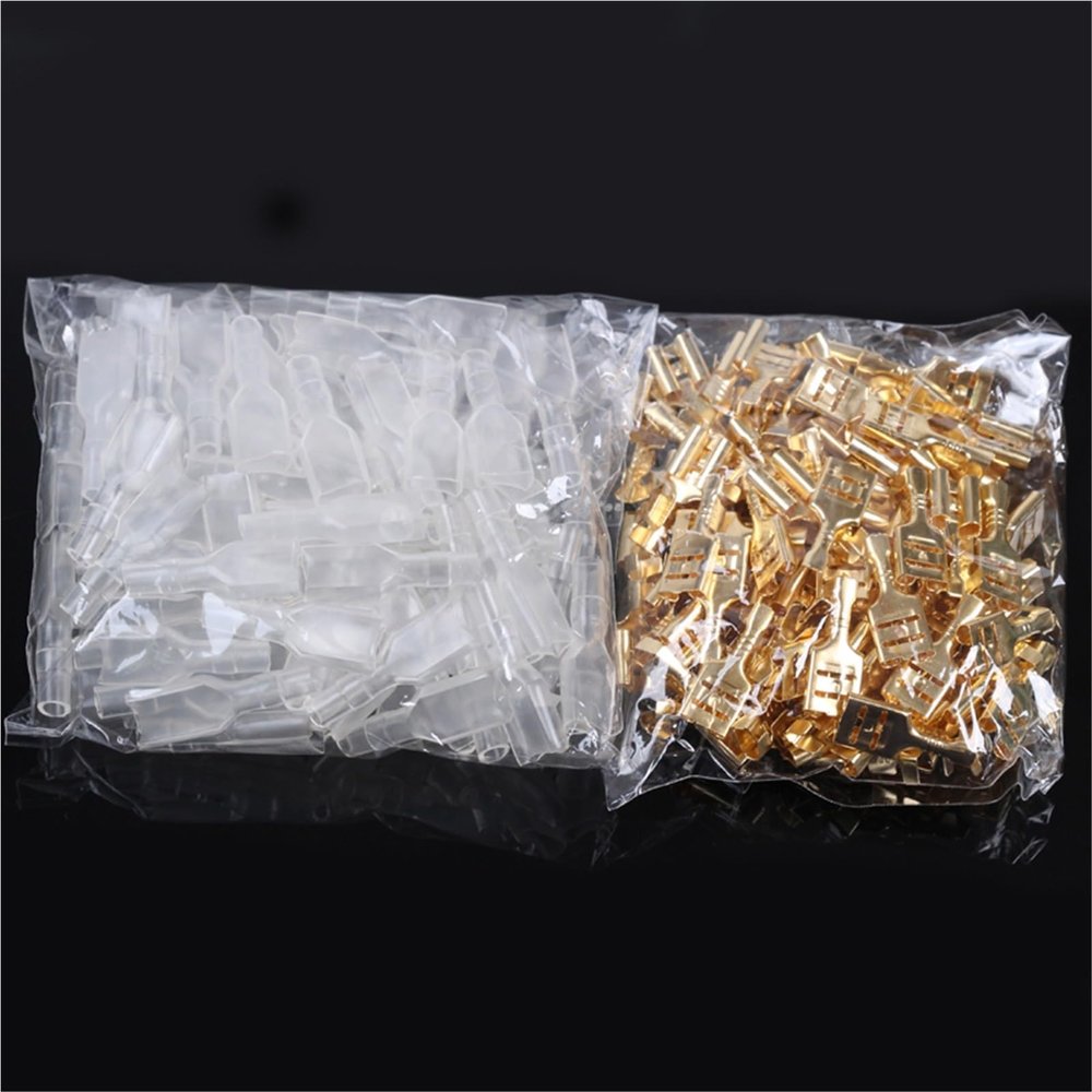100pcs 2.8mm 4.8mm 6.3mm Plug-in Spring Female Shovel Cold Crimping Terminal Connector(4.8mm)