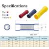 100PCS 12-10/22-16 AWG Butt Connectors - Red/Blue/Yellow Crimp Splicers | PVC Full Insulation, Stable Wire Joining, Ideal for Electrical Wiring(AWG22-16 Red 100pcs) view 3