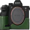 A7R V Case, PU Leather Camera Bag Bottom Opening Half Body Case Cover Shell for Sony Alpha A7R V with Neck Strap Storage Box (Green) view 1