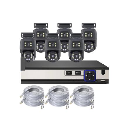 Outdoor PTZ NVR Security Video Surveillance Kit 6MP POE Dual Lens Security Camera Set Two Way Audio Surveillance System(4PCS,8CH and 6PCS 6MP)