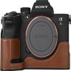 A7R V Case, PU Leather Camera Bag Bottom Opening Half Body Case Cover Shell for Sony Alpha A7R V with Neck Strap Storage Box (Coffee) view 1