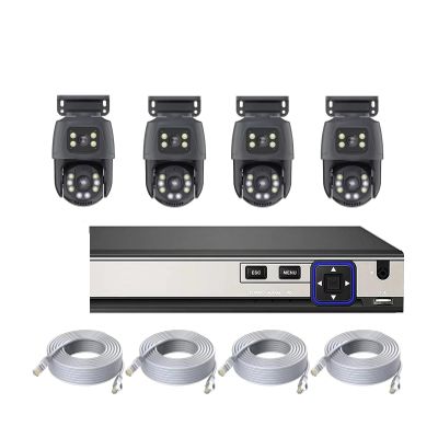QDVOPHZA Outdoor PTZ NVR Security Video Surveillance Kit 6MP POE Dual Lens Security Camera Set Two Way Audio Surveillance System(1t,8CH and 4PCS 6MP)
