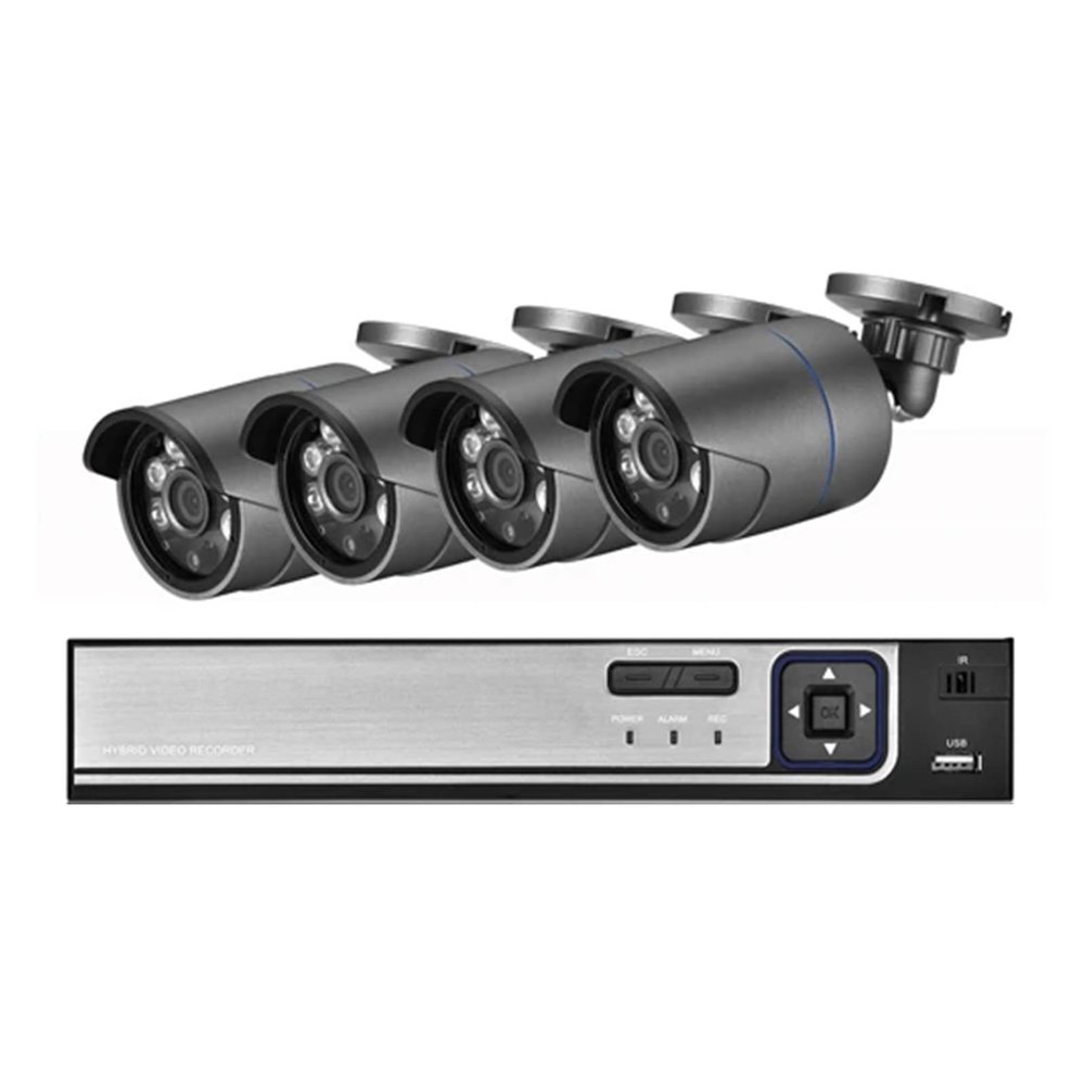 4K 8MP Security Camera System H.265+ POE NVR Kit CCTV Outdoor Gray Bullet IP Camera Audio Record Video Surveillance Set(4PCS,8CH NVR and 4Cameras)