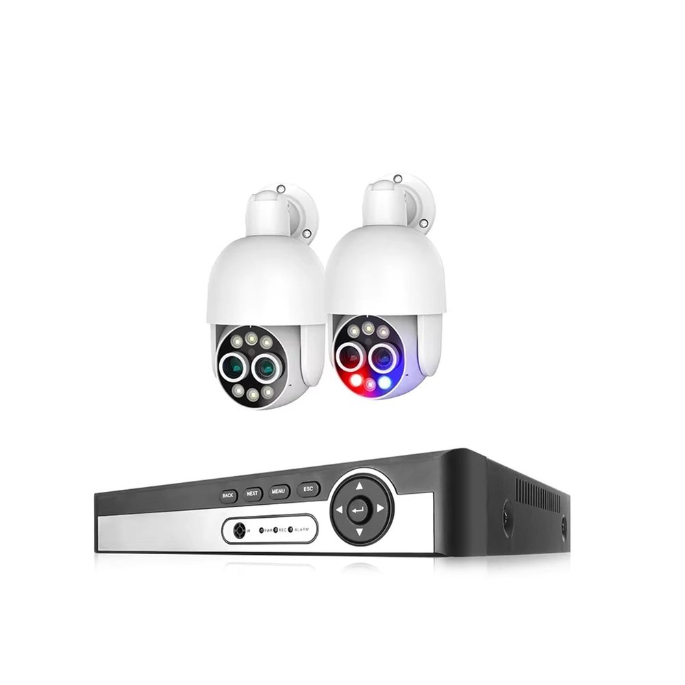 QDVOPHZA 8CH 8MP PTZ PoE Camera System 4K 8X Zoom Dual Lens Human Detect Record NVR CCTV Video Surveillance Security Camera(4T,8CH NVR 2pcs Cameras)