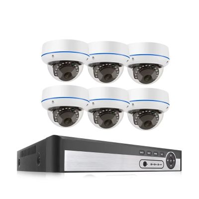 QDVOPHZA 8CH 5MP POE Security Camera Kit Audio Record Face Detection Vandalproof Indoor Dome Camera CCTV Surveillance Protection(1t,8CH 6pcs 5MP Camera)