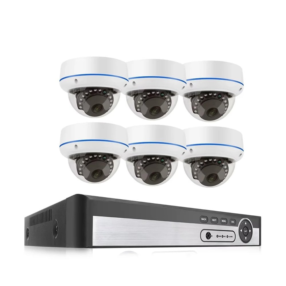 QDVOPHZA 8CH 5MP POE Security Camera Kit Audio Record Face Detection Vandalproof Indoor Dome Camera CCTV Surveillance Protection(1t,8CH 6pcs 5MP Camera)