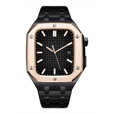 FZXCG 45mm 44mm Luxury Metal Watch Case Bezel Stainless Steel Strap Modification kitFor Apple Watch Band 9 8 7 6 5 4 SE Series Watch Replace Strap Mod Kit(G,42MM)
