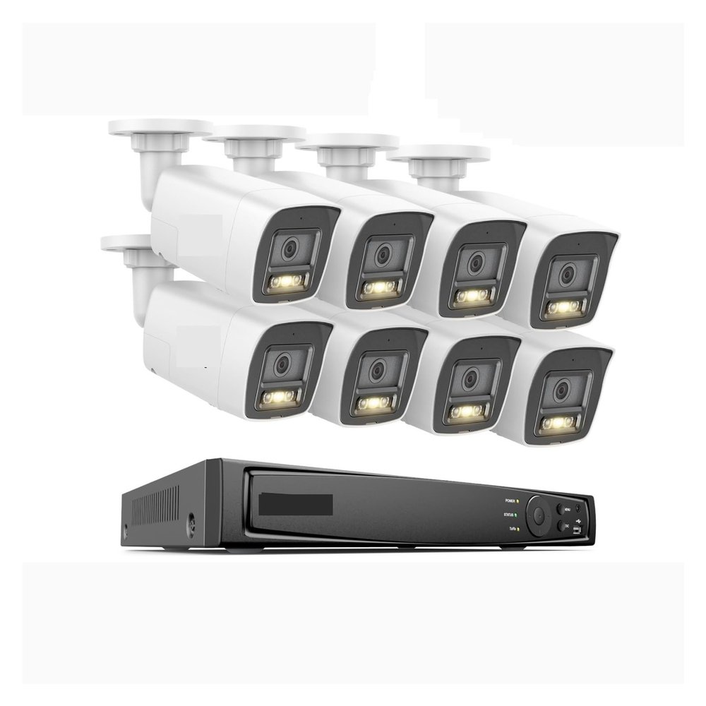QDVOPHZA 8PCS Cam 8CH 8MP POE Security Camera System Two Way Audio 4K NVR Kit CCTV Outdoor IP Camera H.265+ Video Surveillance Set