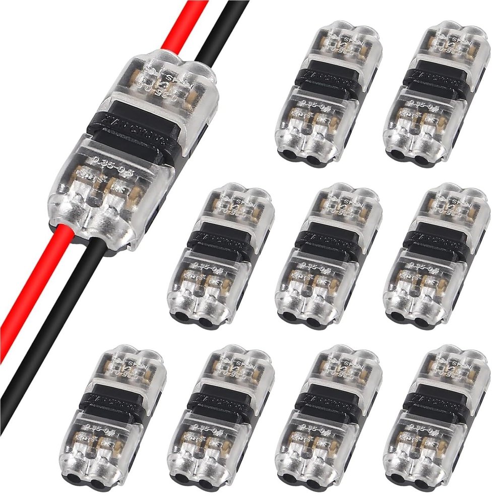 10PCS Low Voltage Wire Connectors - 2 Way Universal I-Shape Terminals | Toolless Design, Ideal for Automotive Use, Compact Wire Joining