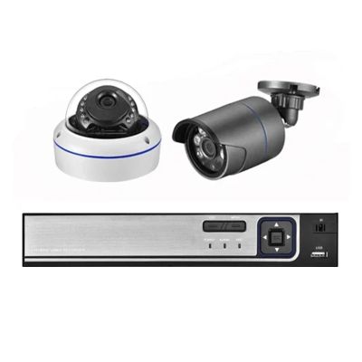 4K Ultra HD 8MP Security Camera System H.265 POE NVR Kit CCTV Outdoor Metal White Dome Video Surveillance IP Camera Set(2T,4CH NVR and 2 Camera)