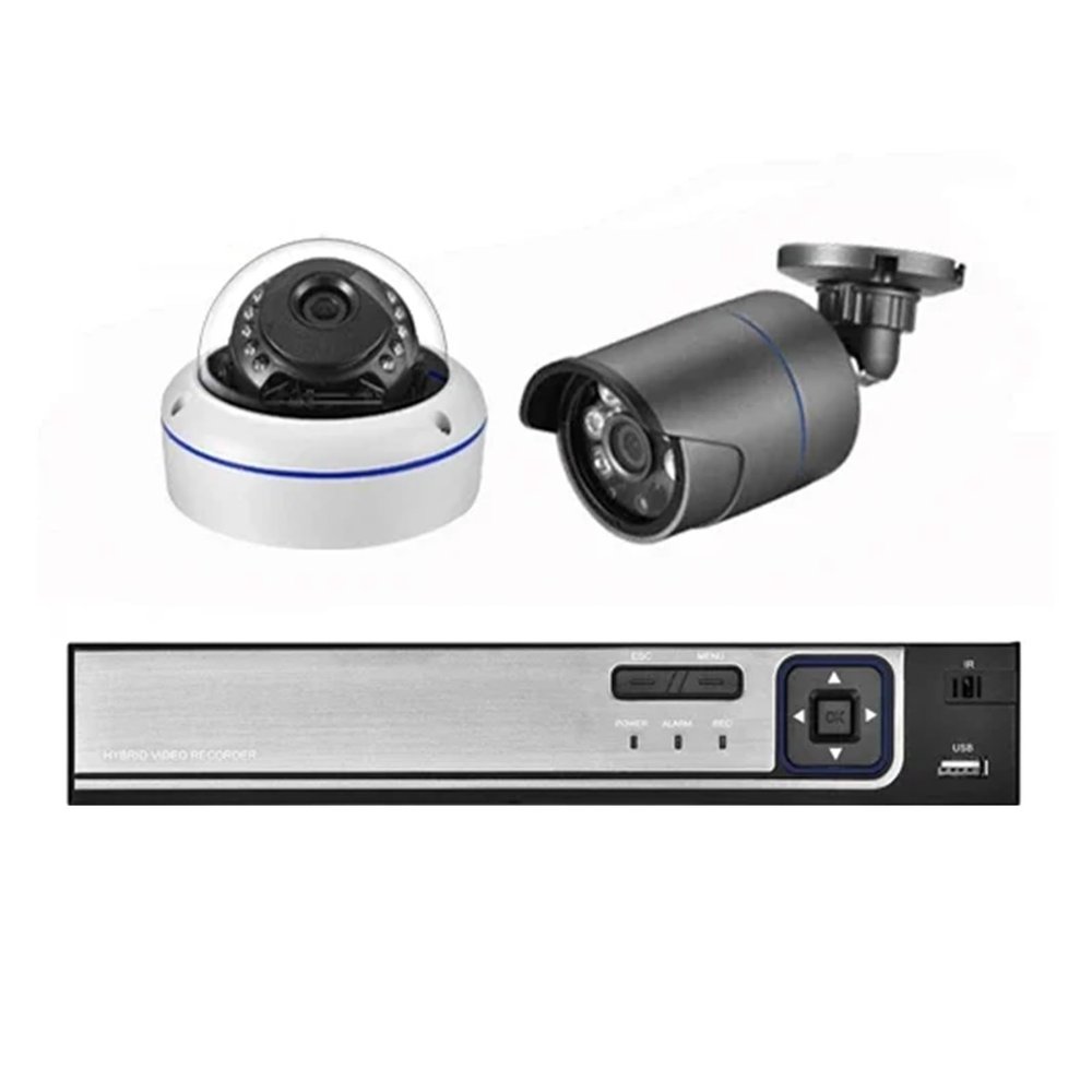 4K Ultra HD 8MP Security Camera System H.265 POE NVR Kit CCTV Outdoor Metal White Dome Video Surveillance IP Camera Set(2T,4CH NVR and 2 Camera)